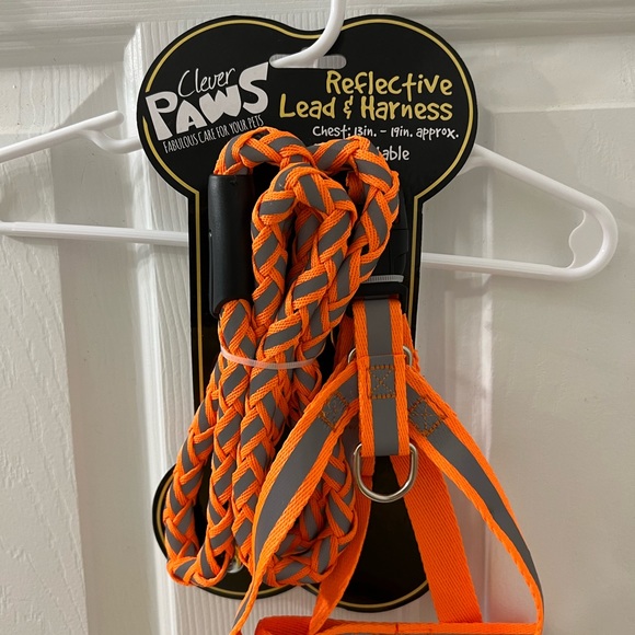 Clever Paws Dog New With Tag Clever Paws Neon Orange Reflective